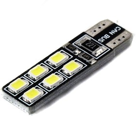 Лампа автомобильная ОРИОН ВЫМПЕЛ T10-W5W 12SMD 2835 CAN BUS WHITE в габариты подсветка номера и дв