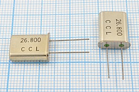 Резонатор кварцевый 26.8МГц в корпусе HC49U, 3-ья гармоника, нагрузка 20пФ; 26800 \HC49U\20\\\\3Г (CCL 26.800)