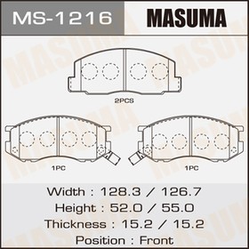 MS-1216, MS1216_колодки дисковые передние!\ Toyota Previa 2.4i & 4WD 97-00