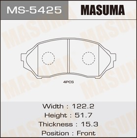 MS-5425, Колодки тормозные Mazda 323 98-04, Familia 98-03; Ford Laser 98- передние MASUMA
