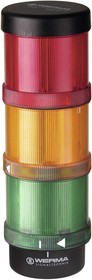 649.000.05, KombiSIGN 72 Series Red/Green/Yellow Signal Tower, 3 Lights, 5 V, Tube Mounted