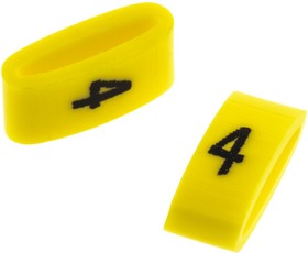 Фото 1/3 901-10482, Ovalgrip Slide On Cable Markers, Black on Yellow, Pre-printed "4", 2.5 6mm Cable