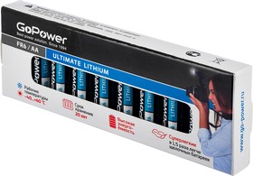 Фото 1/3 Батарейка GoPower FR6 AA BOX10 Lithium 1.5V (10/400)