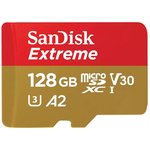 Флеш карта microSD 128GB SanDisk microSDXC Class 10 UHS-I A2 C10 V30 U3 Extreme ...