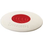 Ластик BRAUBERG "Oval PRO", 40х26х8 мм, овальный, красный пластиковый держатель ...
