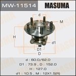 MW-11514, Ступица Toyota Camry (V30) 01-06; Lexus ES 03-12 задняя правая MASUMA