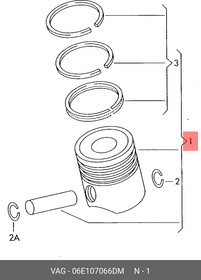 Фото 1/2 06E107066DM, Поршень ДВС ЦИЛИНДР 1-3 AUDI A7 (2011 ) 3,0 TFSI