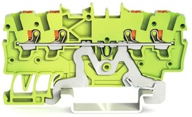 Фото 1/2 2200-1407, Ground Terminal, Cage Clamp, 4 Poles, 800V, 0.14 ... 1.5mm², Green / Yellow