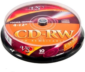Фото 1/2 VSCDRWCB1001, Диск CD-RW VS 700 Mb, 12x, Cake Box (10), (10/200)