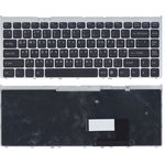 Клавиатура для ноутбука Sony Vaio VGN-FW черная с серебристой рамкой, плоский Enter