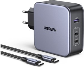 Фото 1/5 Сетевое зарядное устройство NEXODE USB A + 2 USB C 140W GAN + кабель USB-C 2м 90549