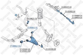 77-00862-SX, 77-00862-SX_сайлентблок пер.рычага!\ Dacia Logan 1.4/1.5DCi/1.6/1.6 16V 04