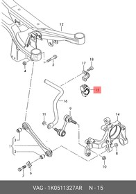 Фото 1/3 Втулка заднего стабилизатора L=R VAG A3/Octavia II/Golf V/Passat B6/Tiguan VAG 1K0 511 327AR