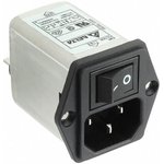 06BEEG3G-R, AC Power Entry Modules Switch Connector Filter, 115/250VAC, 6A