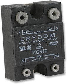 TD2410, SSR - DC Control - Control Voltage 3-32VDC/12mA - Output Voltage 24-280VAC - Max Load Current 10A - 1 Form A - Pa ...