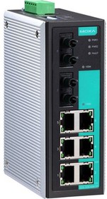 EDS-308-MM-ST, Ethernet Switch, RJ45 Ports 6, Fibre Ports 2ST, 100Mbps, Unmanaged