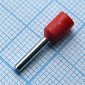 HE 1510 Red, наконечник кабельный торцевой трубчатый с изоляцией, L=16.4/10мм, сеч. пров. 1.5мм2