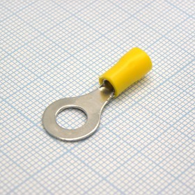 Фото 1/2 RV2-6 Yellow, наконечник кабельный кольцевой с изоляцией d=6.4мм, сеч. пров.1.5-2.5мм2