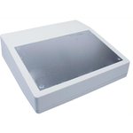 G1502, Корпус для РЭА 228х216х76/50мм, пластик, светло-серый, алюминиевая панель