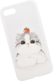 Фото 1/3 Силиконовый чехол "LP" для iPhone 8/7 "Котик с помидоркой на голове" (европакет)