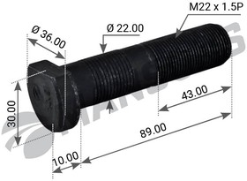 300205, Шпилька колесная M22 x 1,5 / 89 / 54