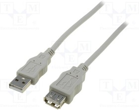 USB 2.0 extension line, USB plug type A to USB socket type A, 1.8 m, beige