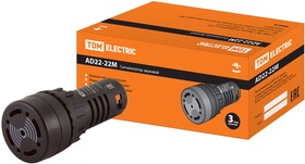 Сигнализатор звуковой AD22-22M/k31 d22 мм 220В AC черный TDM