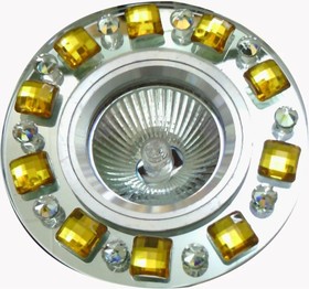 Встраиваемый светильник MR16 зеркальный+золотистые кристаллы, FT 502