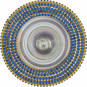 Встраиваемый светильник MR16 хром зеркальный+стразы синие, FT 510