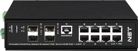 Фото 1/7 NST NS-SW-8G4G-PL/IM, Промышленный управляемый (L2+) HiPoE коммутатор Gigabit Ethernet