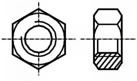Фото 1/2 B3/BN628, Гайка, шестигранная, M3, 0,5, нержавеющая сталь A2, 5,5мм, BN: 628