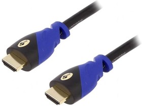 Фото 1/2 72315, Кабель, HDMI 2.0, вилка HDMI, с обеих сторон, 0,5м, черно-синий