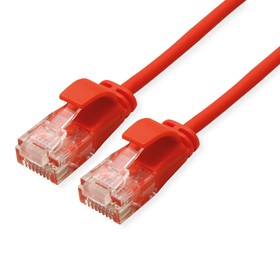 21.15.3913-100, Cat6a Straight Male RJ45 to Straight Male RJ45 Ethernet Cable, UTP, Red LSZH Sheath, 1m
