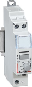 412401, DIN Rail Mount Timer Relay, 250V ac, 1-Contact, 5 60min, SPST
