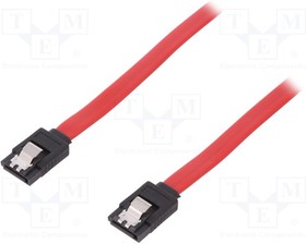 AK-400102-005-R, Cable: SATA; SATA plug,both sides; 500mm; red; Core: Cu; 26AWG