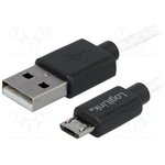 CU0063, Кабель, USB 2.0, вилка USB A, вилка micro USB B, никелированные