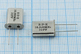 Фото 1/5 Кварц 16МГц в корпусе HC49U, расширенный интервал температур -40~+85C,с нагрузкой 32пФ, 16000 \HC49U\32\ 30\ 30/-40~85C\49U[SDE]\1Г