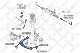 79-00079-SX, 79-00079-SX_втулка стабилизатора переднего центральная! d22\ Peugeot 307 1.4-2.0/1.4HDi/2.0HDi 01