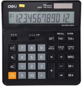 Фото 1/5 1155285, Калькулятор настольный КОМПАКТ Deli EM01020 черн 12-разр. Функ.вычис.налога
