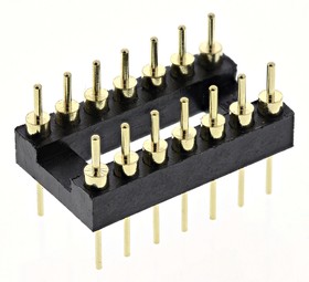 Фото 1/2 AR 14-ST/T, Straight Through Hole Mount 2.54mm Pitch IC Socket Adapter, 14 Pin Male DIP to 14 Pin Male DIP