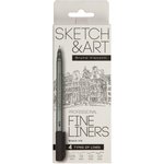 Набор линеров тонких Sketch&Art черного цвета, 4 шт. 36-0031