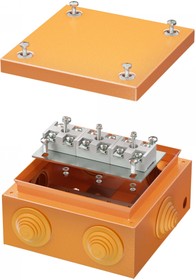 Фото 1/10 DKC Коробка стальная FS с кабельными вводами и клеммниками, IP55, 150х150х80 мм, 6р, 450V, 32A, 10 мм2, нерж.контакт