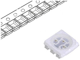 Фото 1/2 FYLS-5050PUY3C, LED; SMD; 5050,PLCC6; yellow; 6lm; 810?2500mcd; 5.4x5x1.5mm; 120°