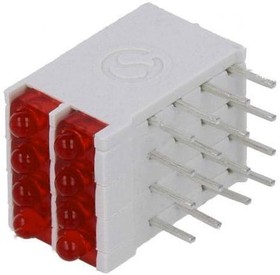 Фото 1/2 DBI04300, LED; in housing; red; 1.8mm; No.of diodes: 8; 10mA; 38°; 2V; 13mcd
