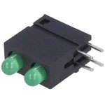 DVDD222, LED; in housing; green; 3mm; No.of diodes: 2; 20mA; 40°; 2.2V; 25mcd