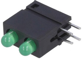 Фото 1/2 DVDD222, LED; in housing; green; 3mm; No.of diodes: 2; 20mA; 40°; 2.2V; 25mcd