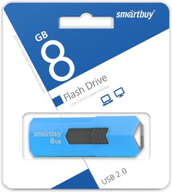 Фото 1/9 USB 2.0 накопитель Smartbuy 8GB STREAM Blue (SB8GBST-B)