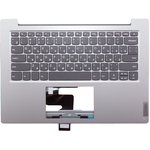 Клавиатура (топ-панель) для ноутбука Lenovo Slim 1-14AST-05 серая с серебристым ...