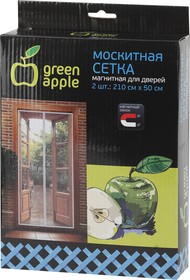 Фото 1/2 GBN007 GREEN APPLE Магнитная сетка на дверь 2штx210смx50см, магнитный замок, 12шт липучка крепежная,