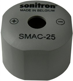 Фото 1/7 SMAC-25-P15, (+5~16V/93.5dB), Пьезоизлучатель 5-16V, 3350Hz, 9.7mA, 93.5dB, -40+85C, 25mm, тон-непрерывный